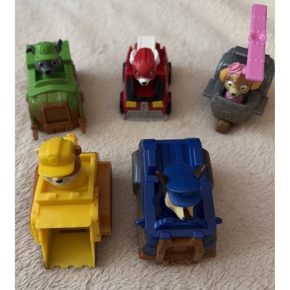 Paw Patrol Rescue  Racers Marshall Rocky Rubble Chase Skye Plastic Vehicles Lot